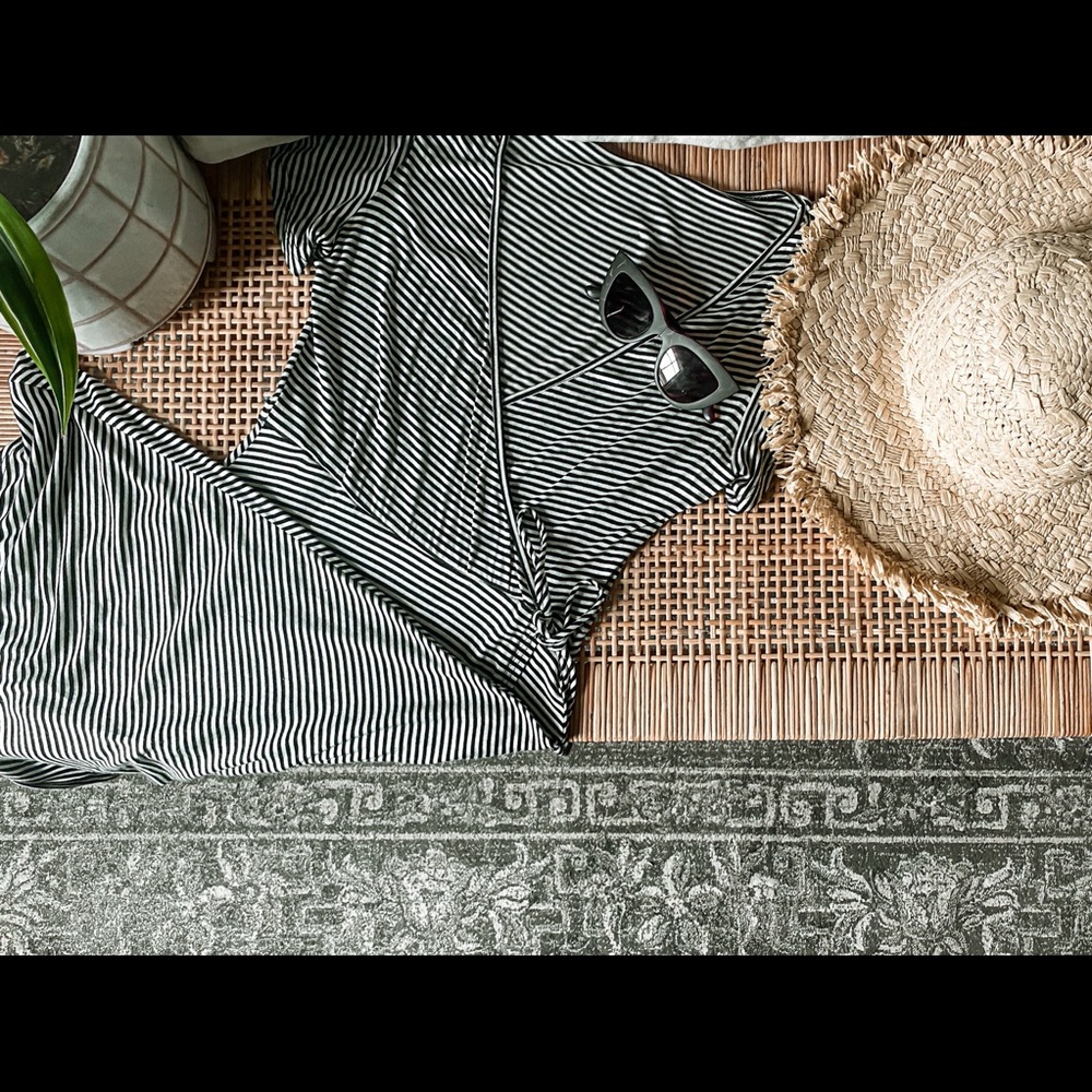 Caution to the Wind Black and White Wrap Dress